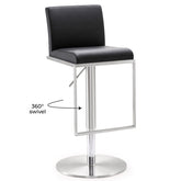 Amalfi Black Performance Vegan Leather Adjustable Stool Model: TOV-K3615
